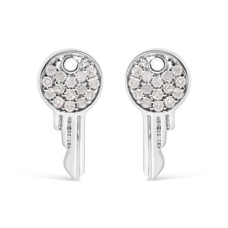 House of Brilliance 925 Sterling Silver 1/6ct TDW Diamond Charm Earrings