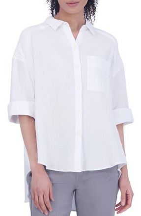Foxcroft Joanna Cotton Gauze Button-Up Shirt in White at Nordstrom Rack, Size 10