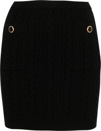 Alessandra Rich cable-knit wool mini skirt - women - Wool - 38 - Black