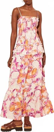Kivari Nadia Strappy Maxi Dress In Watercolour Floral Print