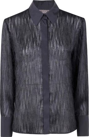 PESERICO Blouse met franje - Zwart