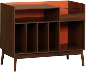 Sweeek Vintage two-tone vinyl furniture with wood decor and colored background 100cm orange - Nepal