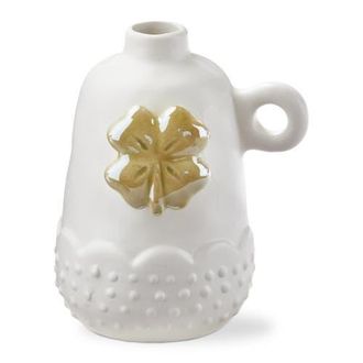 Tag Four Leaf Clover Mini Bud Vase Green Earthenware 3 x 3.75 x 4.75 in in White at Nordstrom