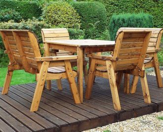 Charles Taylor Trading Six Seater Rectangular Table Set (with chairs & benches) in Brown