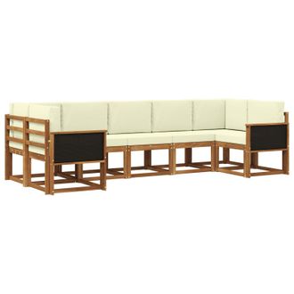 vidaXL Conjunto De Sof&aacute;s De Exterior Con Coj&iacute;n 7 Pcs Natural Y Crema Vidaxl