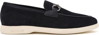 Ferragamo Informele Mocassin Met Gancini-Ornament - Heren - Loafers - Blauw - 41 1/2 EU - Leer - Schoenen