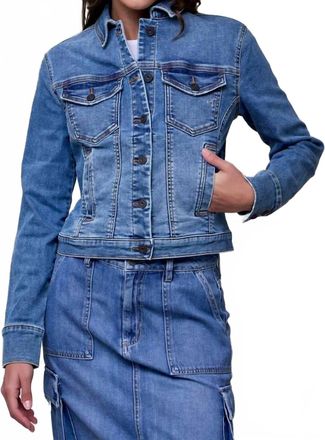 Hidden Jeans Rebel Fitted Stretch Trucker Jacket In Medium Wash