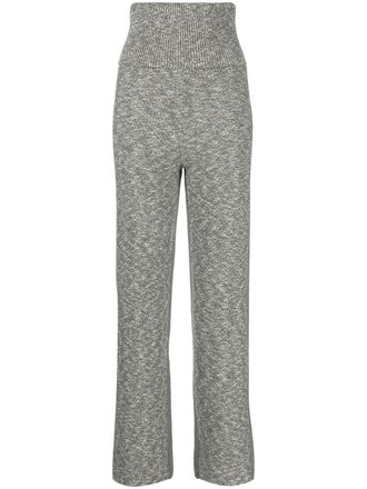 Off-white Diag-print knitted trousers - women - Cotton/Polyester - 36 - Grey