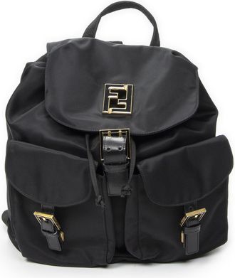 Fendi Pre-owned Womens FF Logo Backpack - Black - One Size