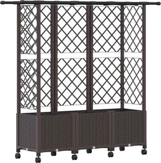 vidaXL Cama Elevada Con Trellis Y Techo Marr&oacute;n 163,5 X 40 X 142 Cm Pp Vidaxl