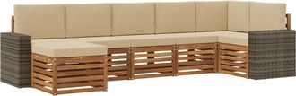 vidaXL Conjunto De Sof&aacute;s De Exterior 7 Uds. Natural Y Beige Vidaxl