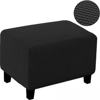OEM Funda Cuadrada Reposapi&eacute;s, Lavable, Universal Supersuave Puf Base El&aacute;stica, Antideslizante, S: Largo 60-75 Cm, Ancho 40-55 Cm, 35-45 Cm, Gris
