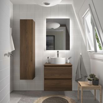 Cygnus Bath Mueble Ba&ntilde;o Bequia 60cm Y Encimera Y Lavabo Posar Nogal60x45x56