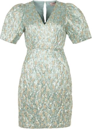 Freebird by Steven Groene Jurk Daantje-2 - Dames - Korte kleedjes - Blauw - XL - Kleedjes
