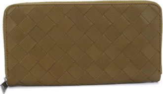 Bottega Veneta Khaki Leather Long Wallet (Bi-Fold) (Pre-Owned)