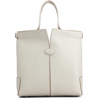 Tod's Di Bag Folio Leather Shopper in Bianco Calce at Nordstrom
