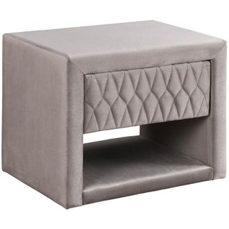 Vente-Unique Comodino 1 cassetto e 1 nicchia Tessuto velluto Beige - DANIELE