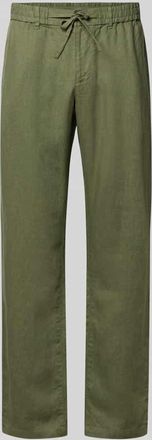 GANT Regular Fit Leinenhose mit elastischem Bund in Oliv, Gr&ouml;&szlig;e XXXL