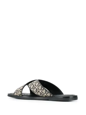 Ferragamo Gancini Logo-Printed Sandals - Black
