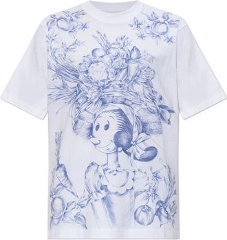 Moschino T-shirt met print - Dames - T-shirts - Wit - S - Katoen - Tops