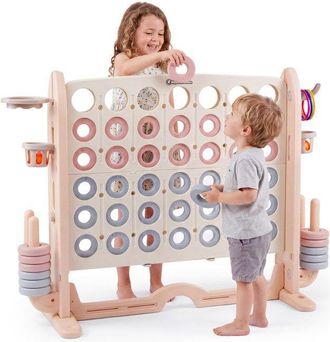 OEM Centro De Juegos 4 En 1 En Pehd Conecta 4 Baloncesto Anillos Y Golf Dim 109x41cm Beige-gris