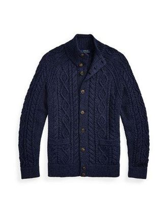 Ralph Lauren ARAN-KNIT MARLED COTTON CARDIGAN