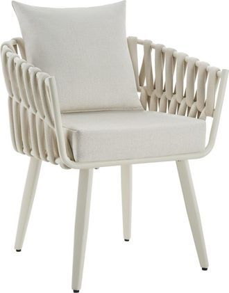 TecTake Silla con dise&ntilde;o de cuerda, fundas lavables, 62,5 x 65,5 x 75 cm beige