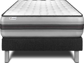 VITALIT Vitalit - Base Tapizada Negro + Colch&oacute;n Con Muelles Y Viscoel&aacute;stica 90 X 200