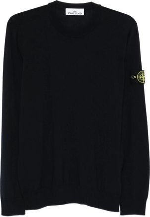 Stone Island Lichte trui met ronde hals van pure RWS-wol - Heren - Truien - Blauw - Maat: 2XL Wol