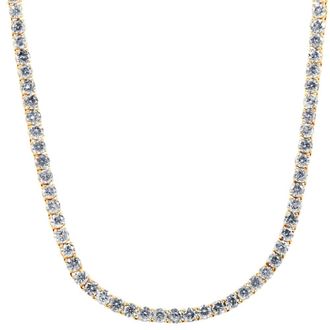 Pompeii3 43.50Ct Natural Diamond Mens Tennis Necklace Solid 14K Yellow Gold 24