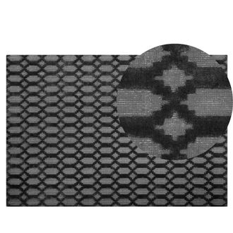 Beliani Alfombra De Viscosa Gris 140 X 200 Cm Patr&oacute;n Geom&eacute;trico Tejido A Mano Cizre