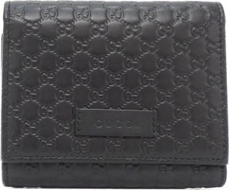 Gucci Black Micro Gg Leather Wallet (Tri-Fold) (Pre-Owned)