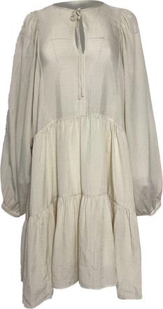 Anine Bing Madison Tiered Mini Dress in White Silk