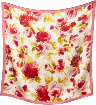 Frances Valentine Womens English Rose Silk Scarf In Oyster/multi