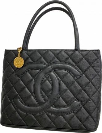 Chanel Black Grained Calfskin Tote Bag (Pre-Owned)