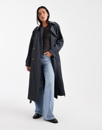 Asos Trench taglio lungo blu navy