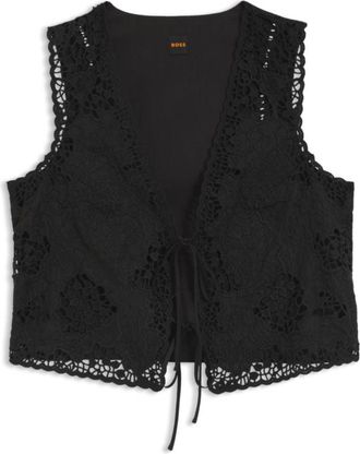 BOSS Embroidered waistcoat with tie closure