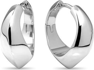 Devata Beveled Curve Hoop Earrings in Rhodium Plated Sterling Silver at Nordstrom