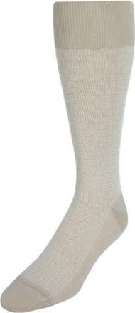Trafalgar Store Horatio Cross Hatch Design Mid-Calf Mercerized Cotton Socks in Tan With White at Nordstrom