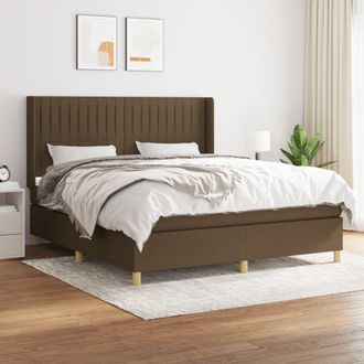 vidaXL Vidaxl - Cama Box Spring Con Colch&oacute;n Tela Marr&oacute;n Oscuro 180x200 Cm