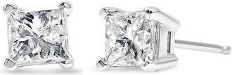 House of Brilliance Certified 14K Gold 1.0 Cttw Solitaire Diamond Stud Earrings in White at Nordstrom