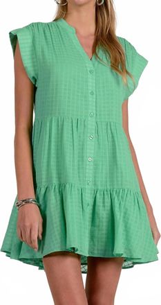 Elan V-Neck Mini Dress In Green