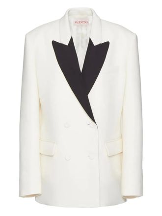 Valentino Garavani Double Crepe double-breasted blazer - women - Wool/Viscose/Viscose - 40 - White