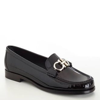 Ferragamo Gancini Ornament Leather Loafers, Size 7 C