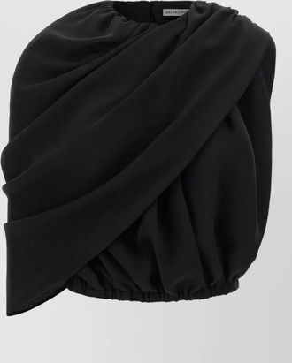 Balenciaga silk asymmetric draped cropped top