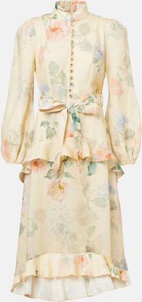 Zimmermann Abito midi Illuminate in lino con stampa