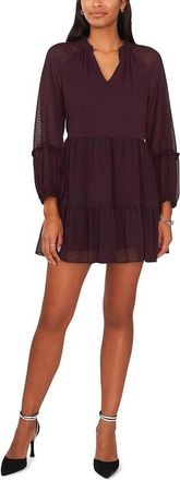 MSK Womens Chiffon Polka Dot Shift Dress In Purple