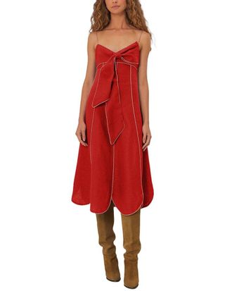 Farm Rio Farm Rio Red Sleeveless Linen Maxi Dress