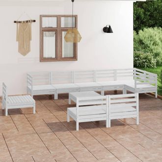 vidaXL Juego De Muebles De Jard&iacute;n 10 Piezas Madera Maciza Pino Blanco Vidaxl