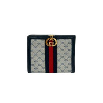 Gucci Navy Red Color Leather Pvc Wallet (Bi-Fold) (Pre-Owned)